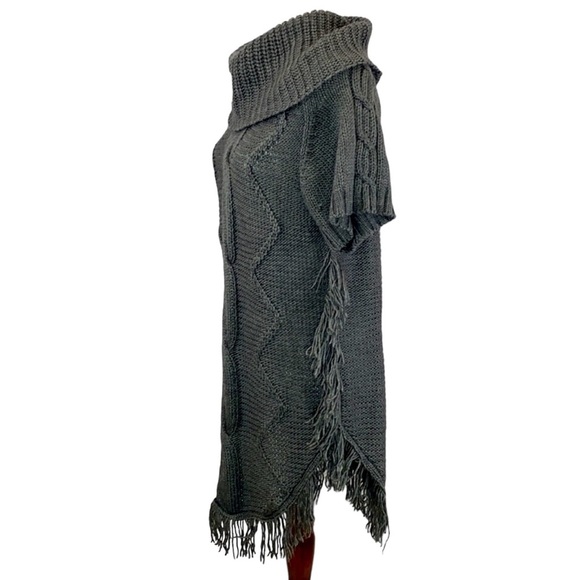 BCBG MaxAzria Cowl Neck Fringes Tunic Sweater - Picture 3 of 6